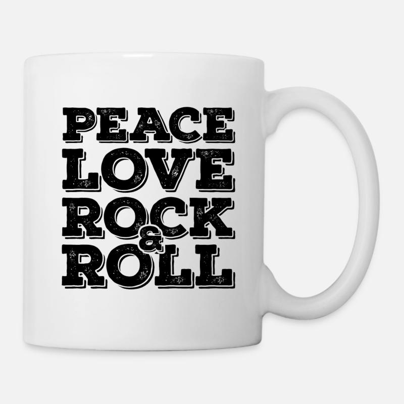 Rock N Roll Botschaft Schwarz Cooles Geschenk - Tasse - Weiß
