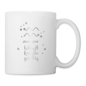 Signe astrologique Gémeaux argent symbole de l'horoscope - Mug blanc - blanc - Droite
