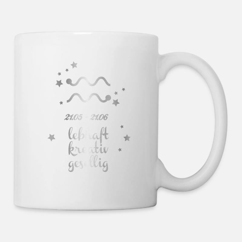 Sternzeichen Zwilling Silber Horoskop Symbol - Tasse - Weiß