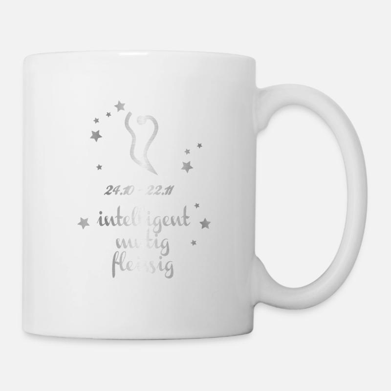 Sternzeichen Skorpion Silber Horoskop Geburt Symbo - Tasse - Weiß