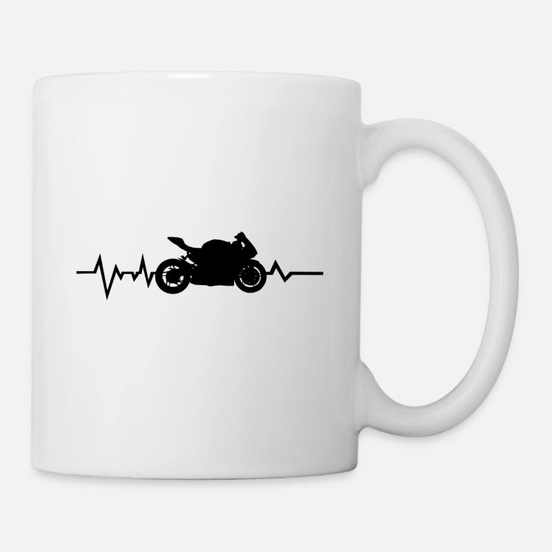 Fréquence cardiaque de la moto - Mug blanc - blanc