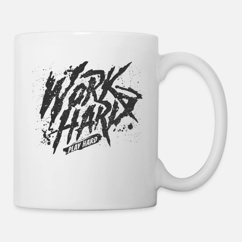 Work Hard Play T-Shirt - Mug - white