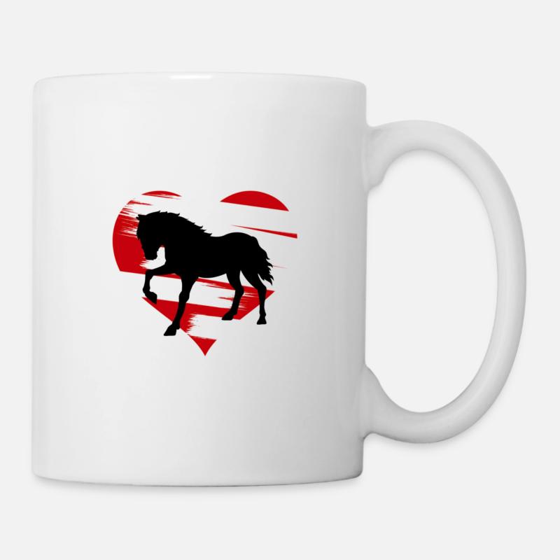 Chemise de cheval - silhouette de chevaux avec coeur - Mug blanc - blanc