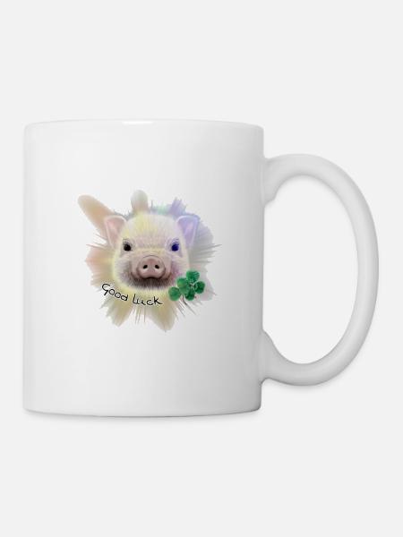 Glücksschwein - Schwein Good luck - Tasse - Weiß