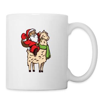 Lama Alpaka Weihnachtsmann Comic Lustiges Geschenk - Tasse - Weiß - Rechts