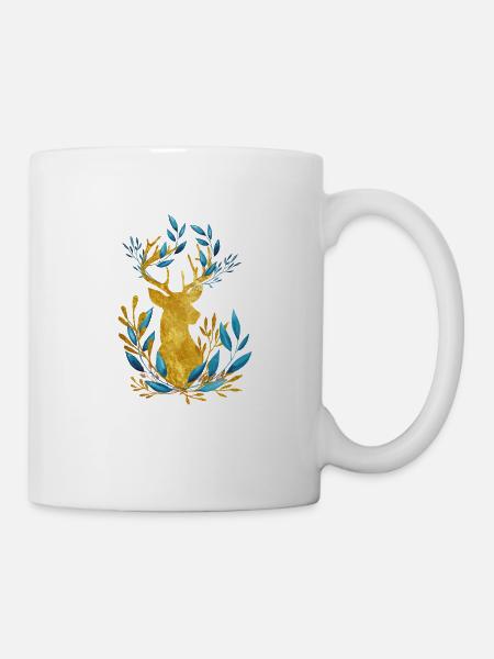 Goldener Hirsch - Tasse - Weiß
