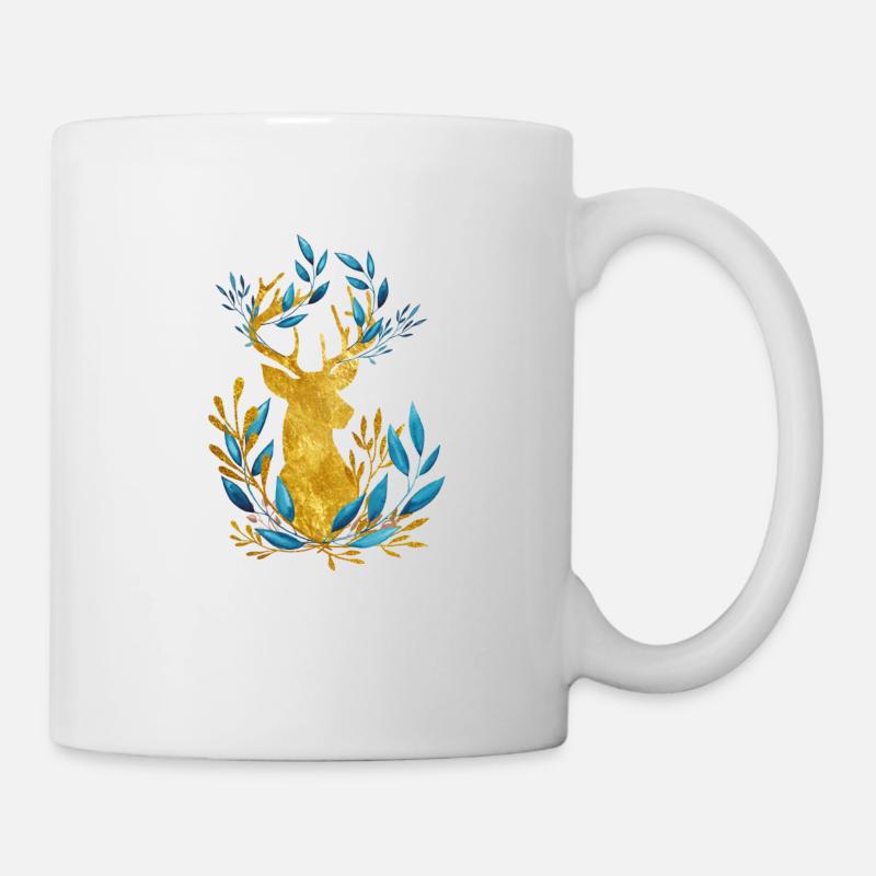 Goldener Hirsch - Tasse - Weiß