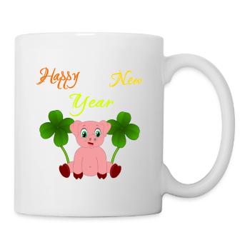 Happy New Year 2021 Silvester 2020 Glücks-Schwein - Tasse - Weiß - Rechts