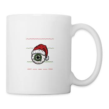 Weihnachten Horror Auge mit Weihnachtsmütze - Tasse - Weiß - Rechts