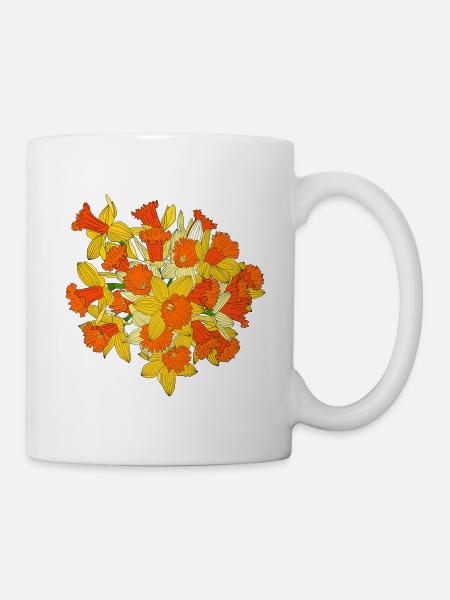 Narzissen-Blumenstrauß - Tasse - Weiß
