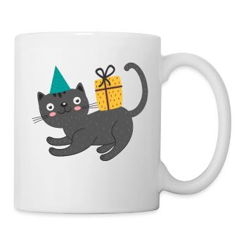 Cat with gift - Mug - white - Right