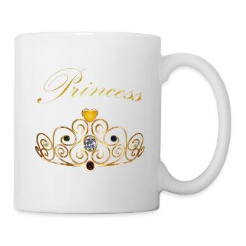 Princess Queen Gold Krone Tiara Edelsteine Perlen - Tasse - Weiß - Rechts