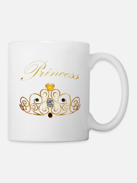 Perles princesse reine couronne doré diadème - Mug blanc - blanc