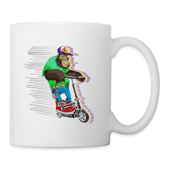 Escooter Elektroroller E-Roller cooler Affe - Tasse - Weiß - Rechts