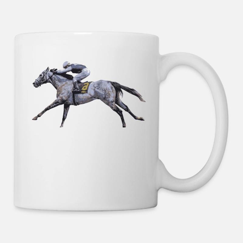 cheval de course - Mug blanc - blanc