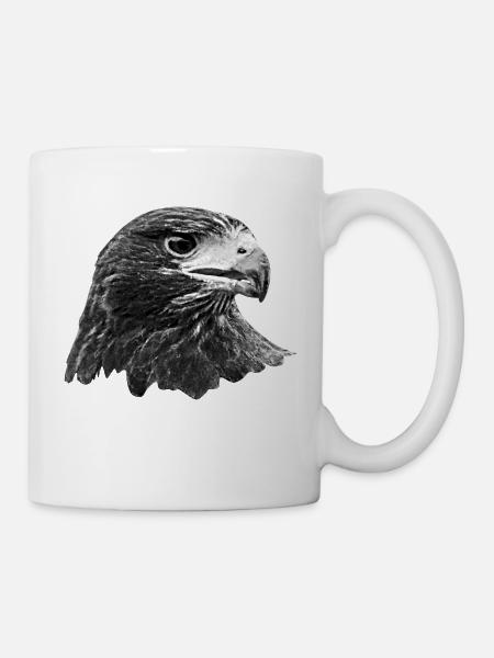 Aigle, faucon, buse, gris - Mug blanc - blanc