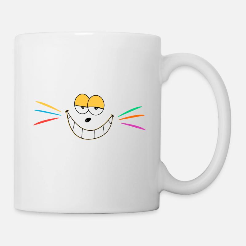 Cat Cats Cat Face Whiskers Grin - Mug - white