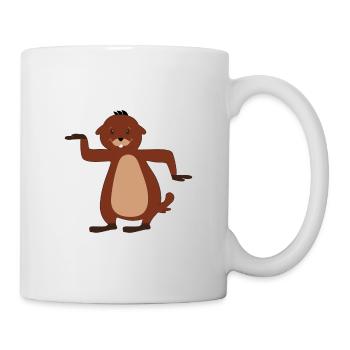 Murmeltiertag lustiges tanzendes Murmeltier - Tasse - Weiß - Rechts