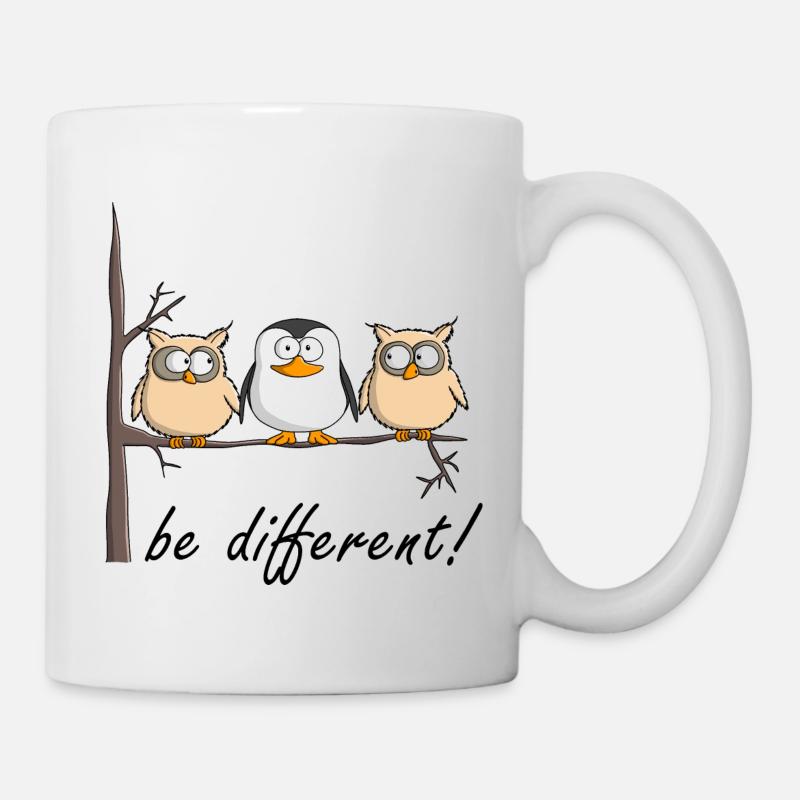 Hibou et pingouin - Mug blanc - blanc