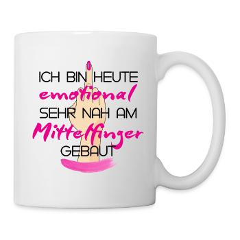 emotional am Mittelfinger Shirt Geschenk - Tasse - Weiß - Rechts