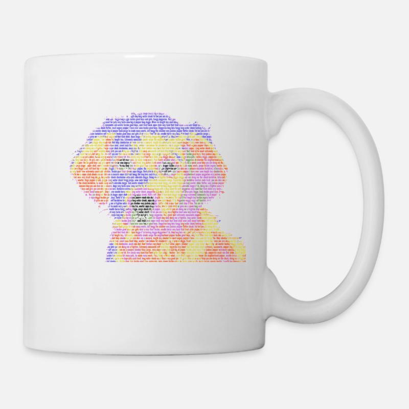 Text Portrait Hund Gesicht Geschenk farbig cool - Tasse - Weiß