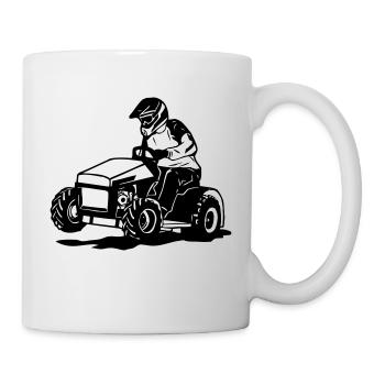 Rasentraktor - Rasentraktorrennen - Tasse - Weiß - Rechts