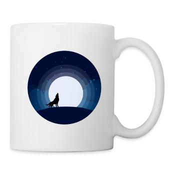 Moon Wolf Night Sky Mountain Howls Full Moon - Mug - white - Right