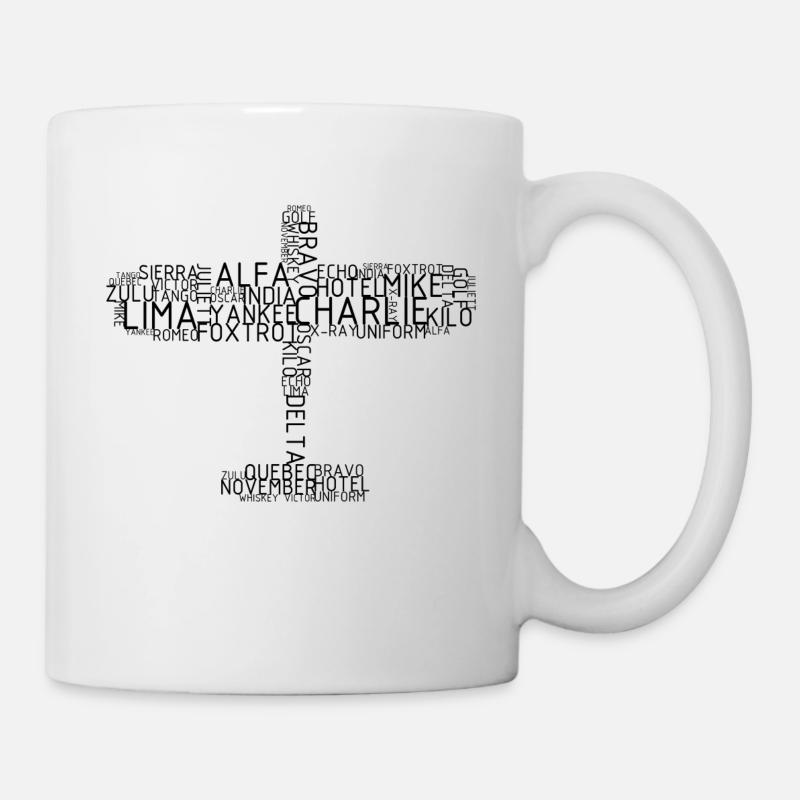 Aéronefs à partir de Pilotenalphabet_schwarz - Mug blanc - blanc