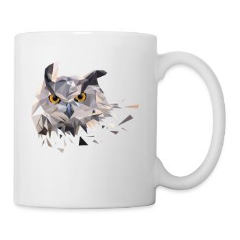 Low Poly Eule Dreieck Design T-Shirt Geschenkidee - Tasse - Weiß - Rechts