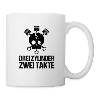 Zweitakt Zylinder Moped Motorrad Motor Geschenk - Tasse - Weiß - Rechts