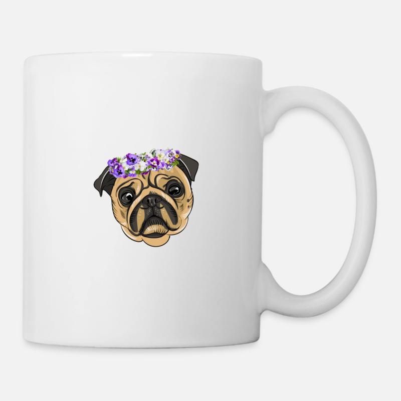 flower pug - Mug - white