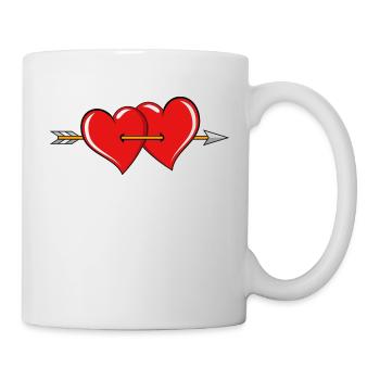Deux coeurs avec flèche - Mug blanc - blanc - Droite