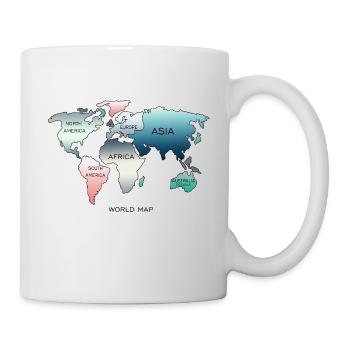 Weltkarte, World Map - Tasse - Weiß - Rechts
