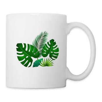 Green tropical leaves - Mug - white - Right