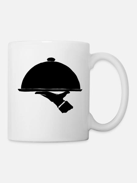 Servierglocke Kellner Herr Ober Geschenk Glosche - Tasse - Weiß