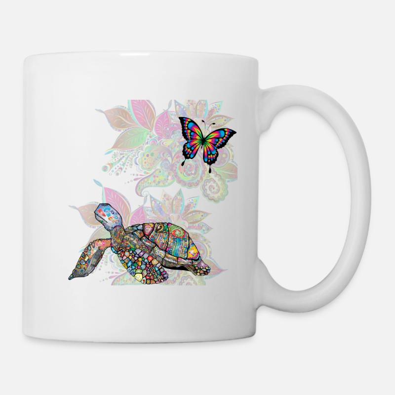 tortue et papillon - Mug blanc - blanc