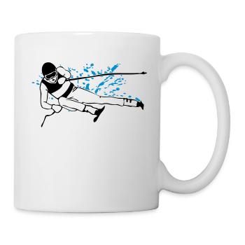 Ski alpine - Ski Abfahrt - Slalom - Skifahrer - Tasse - Weiß - Rechts