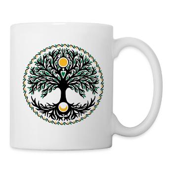 Baum des Leben, Sonne und Mond, Yggdrasil - Tasse - Weiß - Rechts