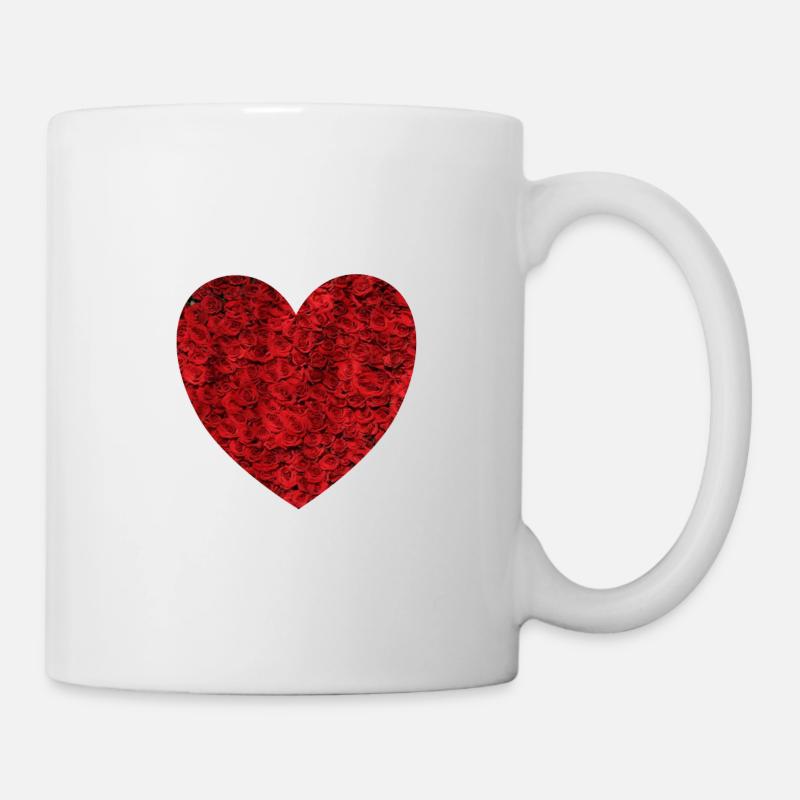 red heart with roses - Mug - white