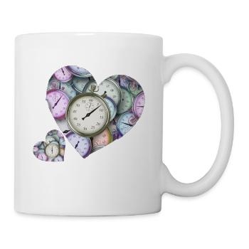 Herzen aus Uhren - Tasse - Weiß - Rechts