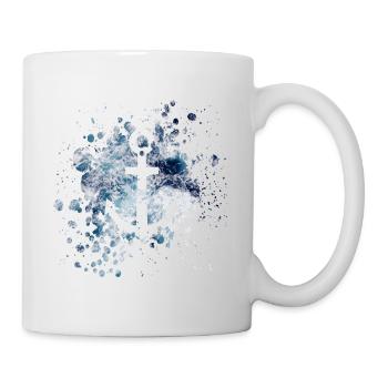 Maritimes Anker Muster im Grunge Style - Tasse - Weiß - Rechts