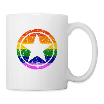 LGBT Gay Pride Star CSD Regenbogen Coming Out - Tasse - Weiß - Rechts