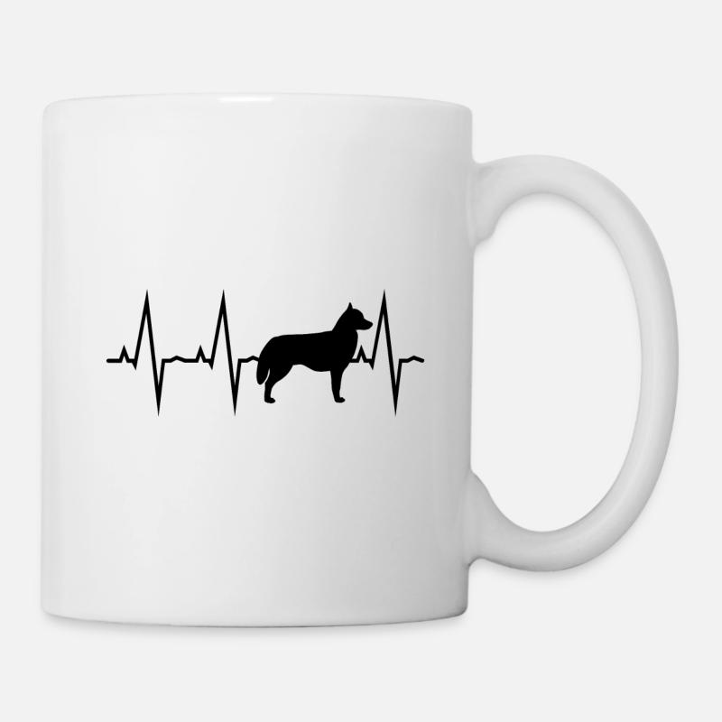 Siberian Husky Heartbeat Black Gift - Mug - white