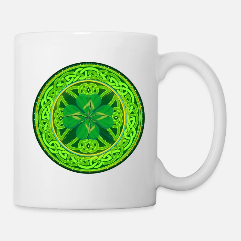 Trèfle à Quatre Feuilles celtique - Mug blanc - blanc
