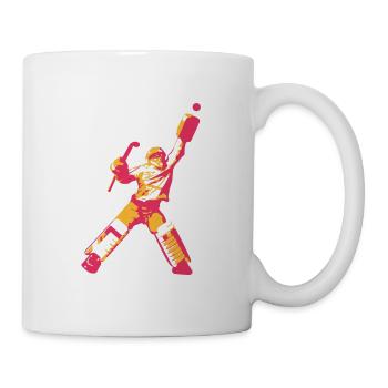 Torwart gelb pink - Tasse - Weiß - Rechts