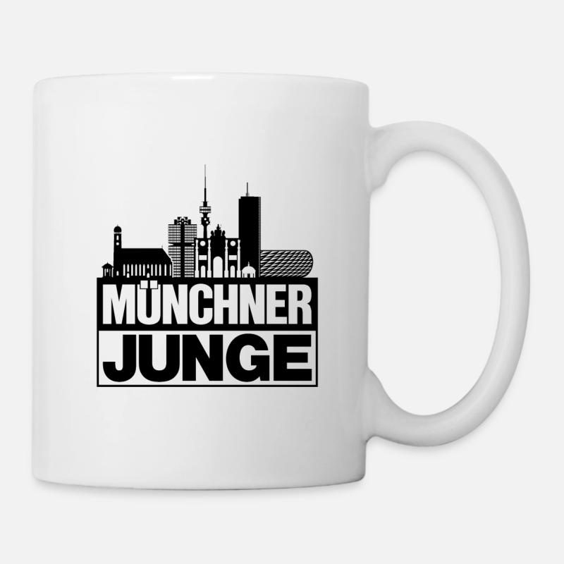 Münchner Junge Schwarz München Silhouette Geschenk - Tasse - Weiß