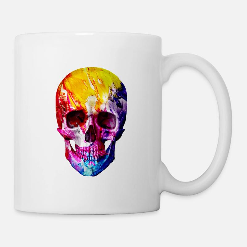 Tête de mort, skull, coloré, couleur - Mug blanc - blanc