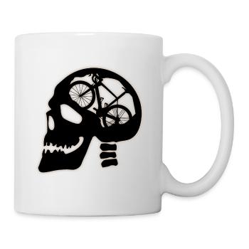 Crâne avec bicyclette à l'intérieur - Mug blanc - blanc - Droite