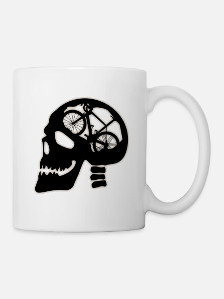 Skull with bicycle inside - Mug - white