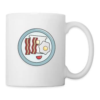 Bacon mit Ei und Toast. Für alle die Bacon lieben. - Tasse - Weiß - Rechts